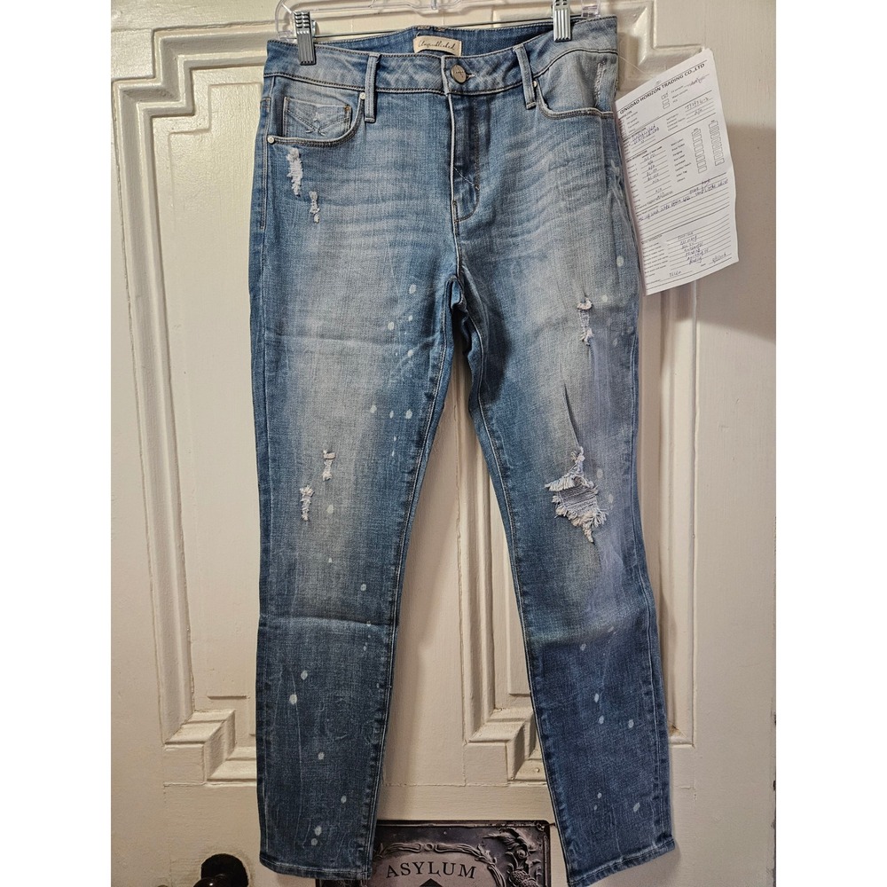 Unpublished Distressed Paint Splatter Slim Jeans Medium Wash Women Size 27